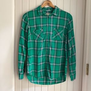 Merona Green Plaid Long Sleeve Top